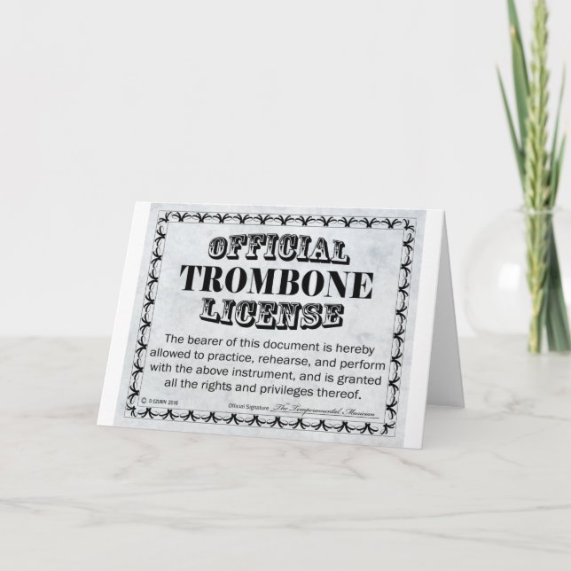 Trombone License Kort (Framsida)