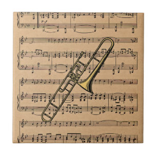 Trombone med Lakan Music Background Kakelplatta