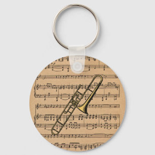 Trombone med Lakan Music Background Nyckelring