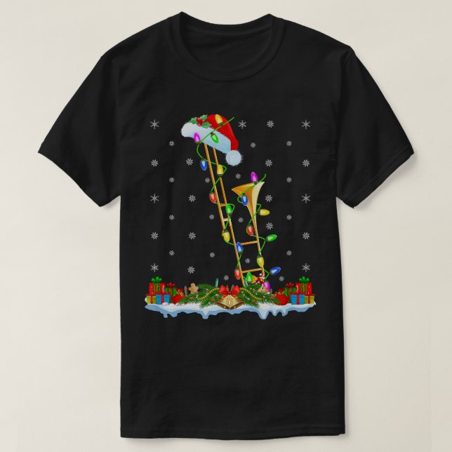 Trombone Music Älskare Matching Santa Hat Trombone T Shirt (Design framsida)