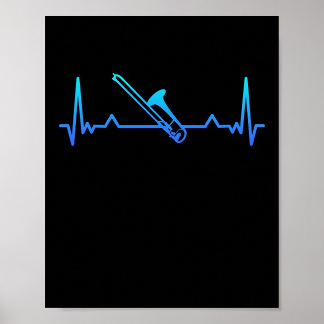 Trombone Music Heartslag Funny Mamma Gift Poster (Framsidan)