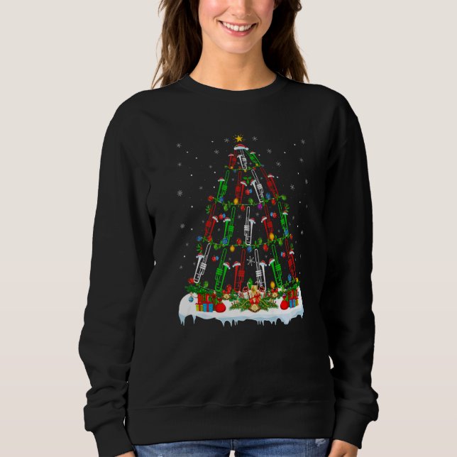 Trombone Music  Xmas Lights Trombone Christmas Tre T Shirt (Framsida)