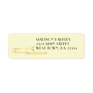 Trombone Musician Band Teacher Label Returadress Etikett