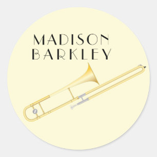 Trombone Musician Band Teacher Oval Sticker Runt Klistermärke