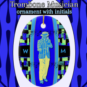 Trombone Musician med Initialer Ornament