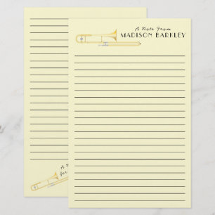 Trombone Musician Teacher Stationery Brevpapper