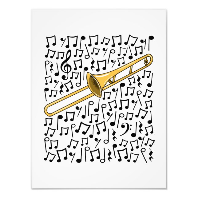 Trombone Musik noter Trombonist Brass Musician Fototryck (Framsidan)