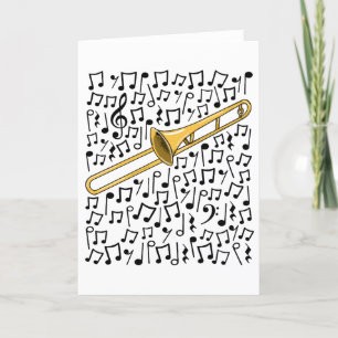 Trombone Musik noter Trombonist Brass Musician Helgkort