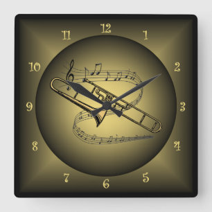Trombone~-musikalen instrumenterar musikalisk fyrkantig klocka