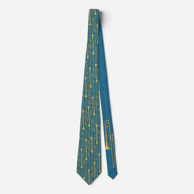 Trombone Neck Tie (blå) Slips (Framsida)