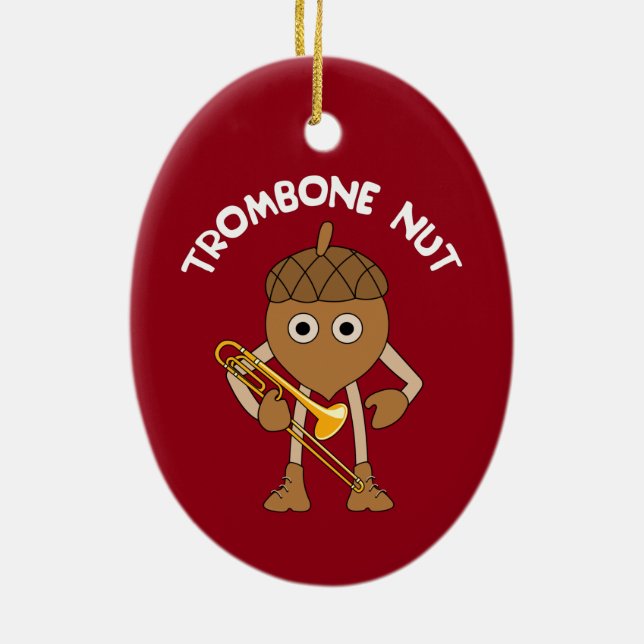 Trombone Nöt Text Julgransprydnad Keramik (Baksidan)