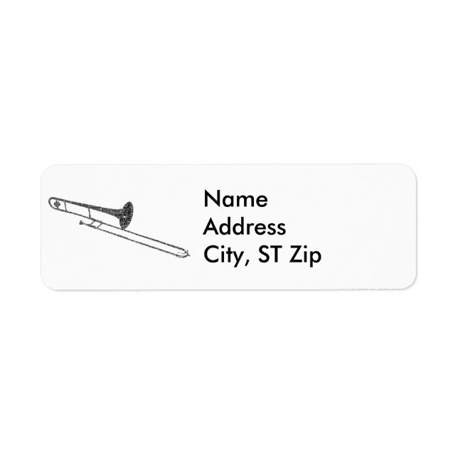 Trombone Ord Cloud Returadress Etikett (Framsidan)