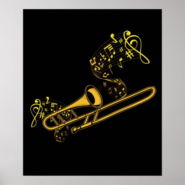 Trombone Player Brass Music Instrument Big Band Poster (Framsidan)