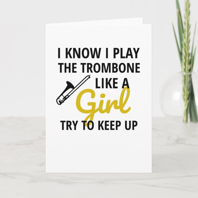 Trombone Player Girl| Trombonist Women Trombone Kort (Framsida)