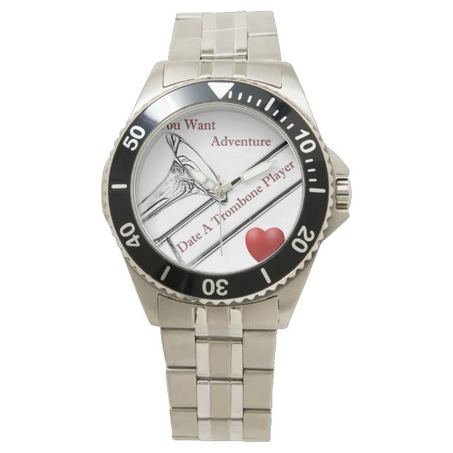 Trombone Player Musician Wrist Watch Armbandsur (Framsida)