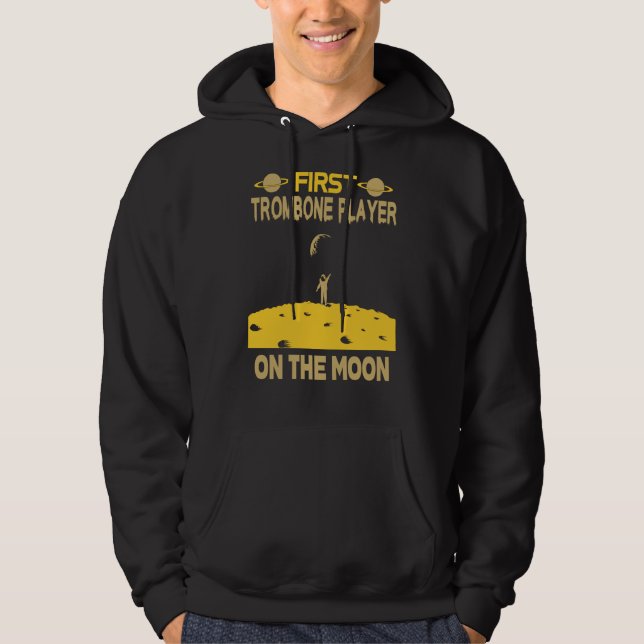 Trombone Player On The Moon Hoodie (Framsida)