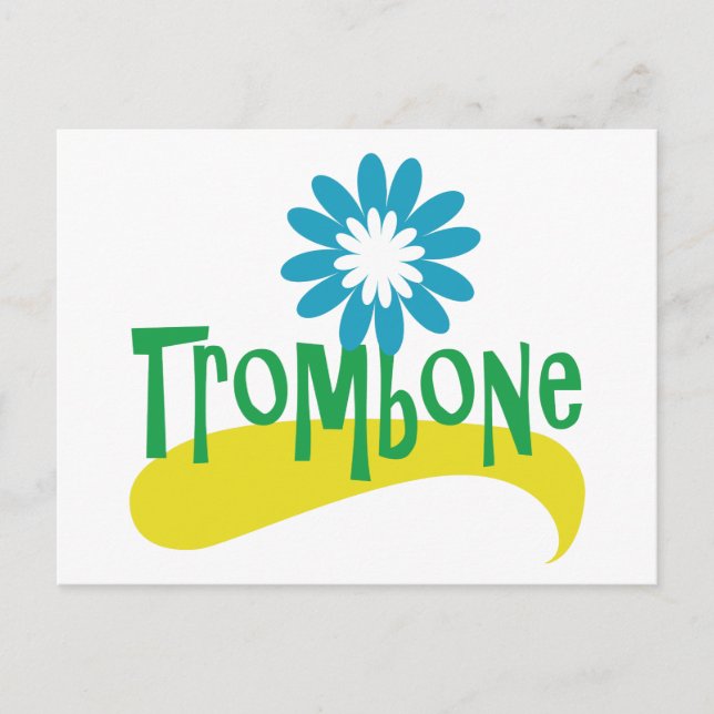 Trombone Roligt Colorful Flower Vykort (Framsida)