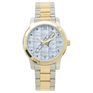 Trombone~Rolled Lakan Music~Blue Tint Background~ Armbandsur