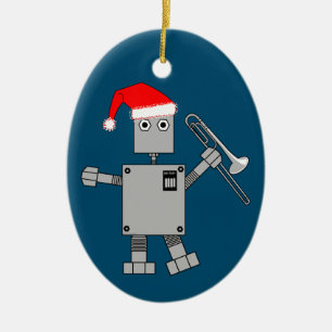 Trombone Santa Hat Robot Julgransprydnad Keramik