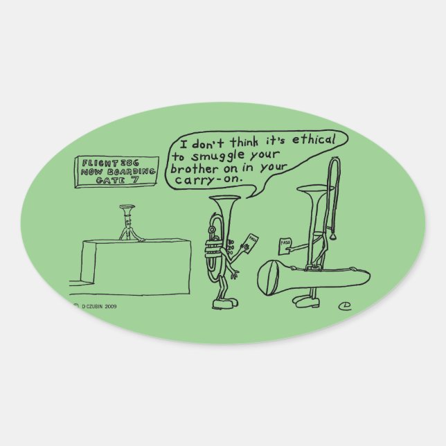 Trombone Smuggling Oval Sticker Ovalt Klistermärke (Framsida)