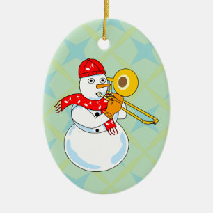 Trombone Snögubbe Julgransprydnad Keramik