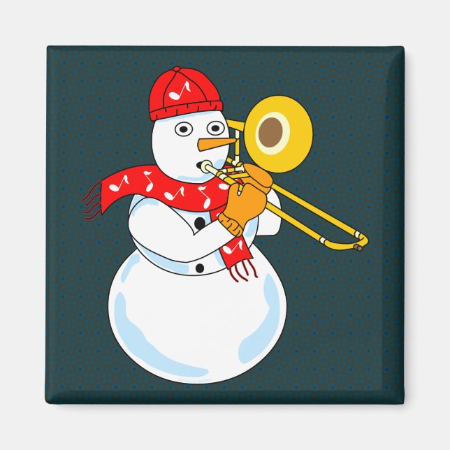Trombone Snögubbe Magnet (Framsidan)