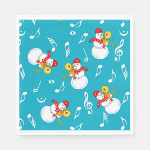 Trombone Snögubbe Musik noter Mönster Pappersservett