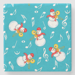 Trombone Snögubbe Musik noter Mönster Stenunderlägg