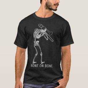 Trombone Spela Skeleton Pun Bone On Bone för T Shirt