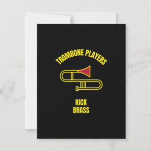 Trombone-spelare sparkar i brus tack kort