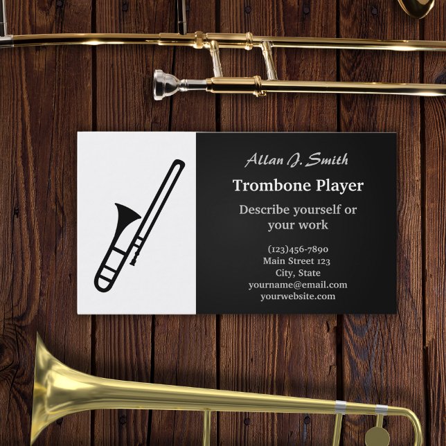 Trombone tecknad affärskort visitkort (Skapare uppladdad)