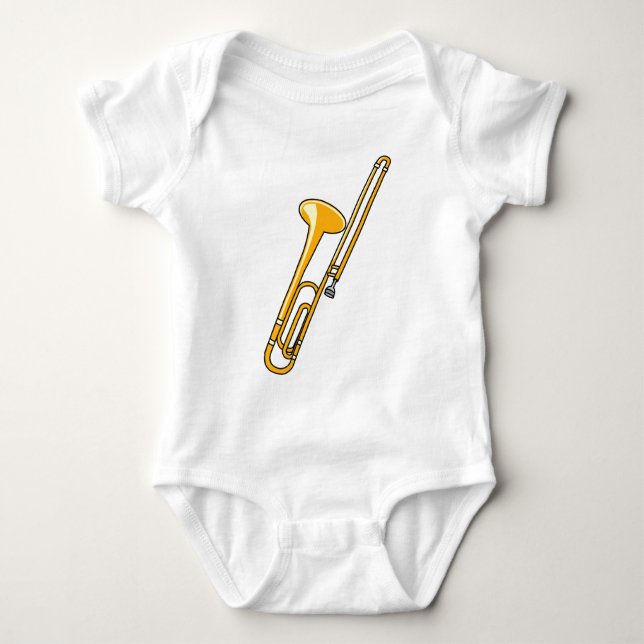 Trombone Teckning T Shirt (Framsida)