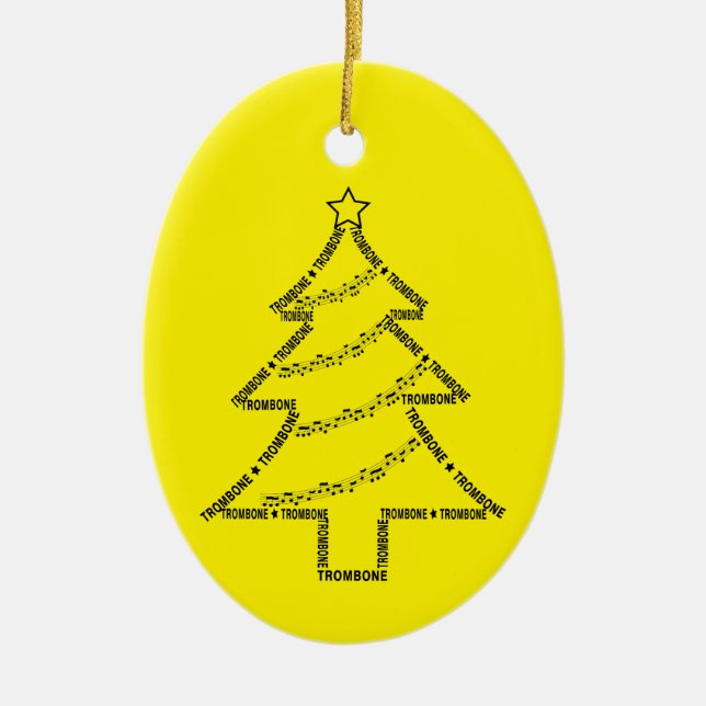 Trombone Text Julgran Ceramic Ornament (Framsidan)