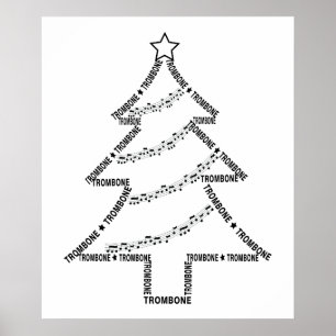 Trombone Text Julgran Poster