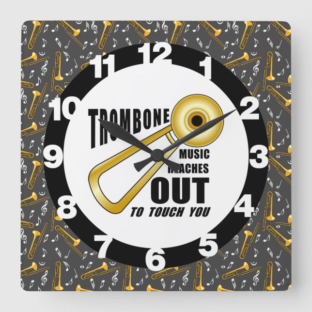 Trombone Touch Fyrkantig Klocka (Framsida)