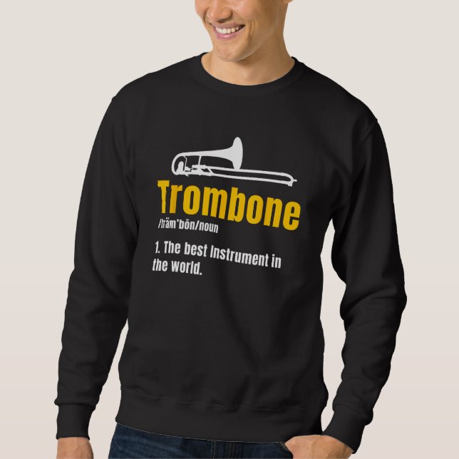 Trombone Trombonist Brass Instrument Lång Ärmad Tröja (Framsida)