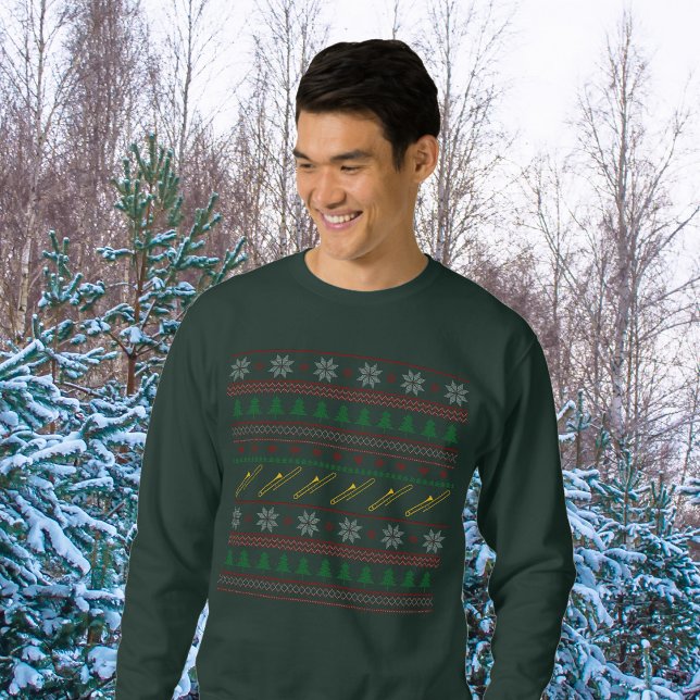 Trombone Ugly Christmas Sweater Pattern Sweatshirt (Skapare uppladdad)