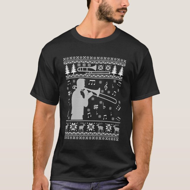 Trombone Ugly jul Shirt Funny Band T (Framsida)