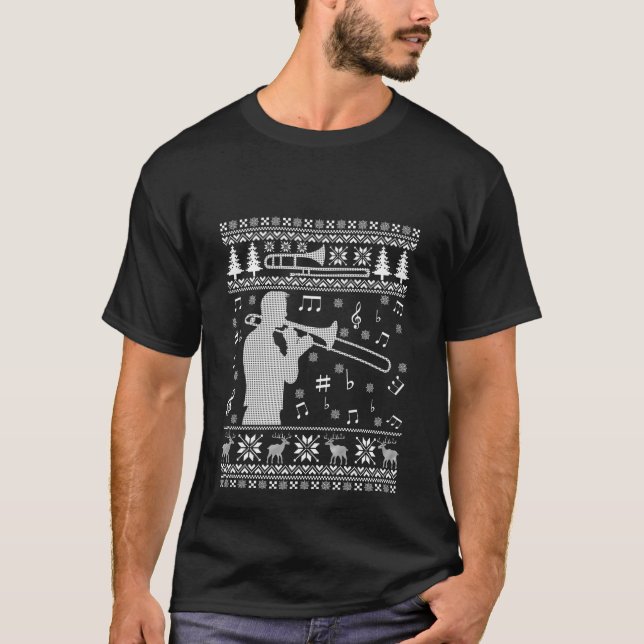 Trombone Ugly jul Shirt Funny Band T (Framsida)