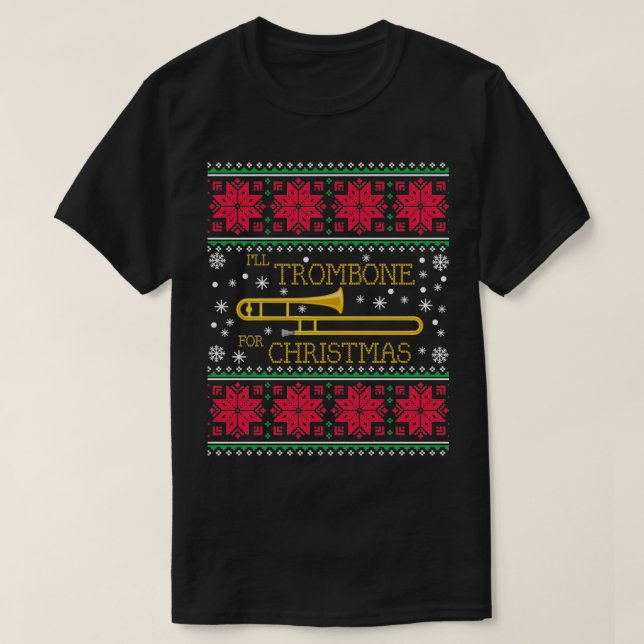 Trombone Ugly jul Sweater Marching Band Chri T Shirt (Design framsida)