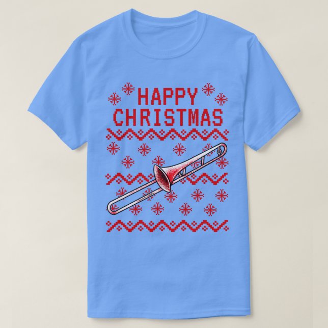 Trombone Ugly jul Trombonist Brass Teacher M T Shirt (Design framsida)