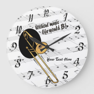 Trombone utan skulle B lägenheten WallClock för Stor Klocka