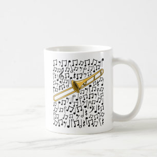 Trombone with Musik noter, Brass Musician Kaffemugg