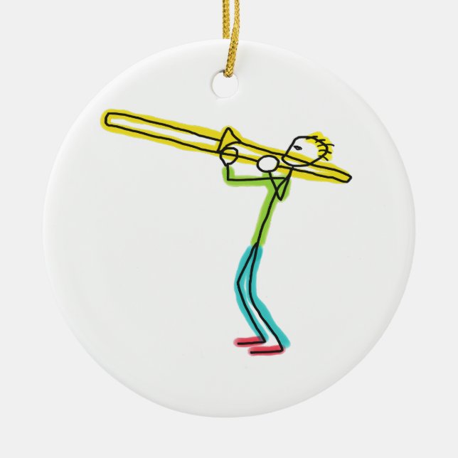 Trombonestickman Julgransprydnad Keramik (Framsidan)
