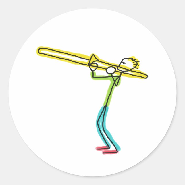 Trombonestickman Runt Klistermärke (Framsida)