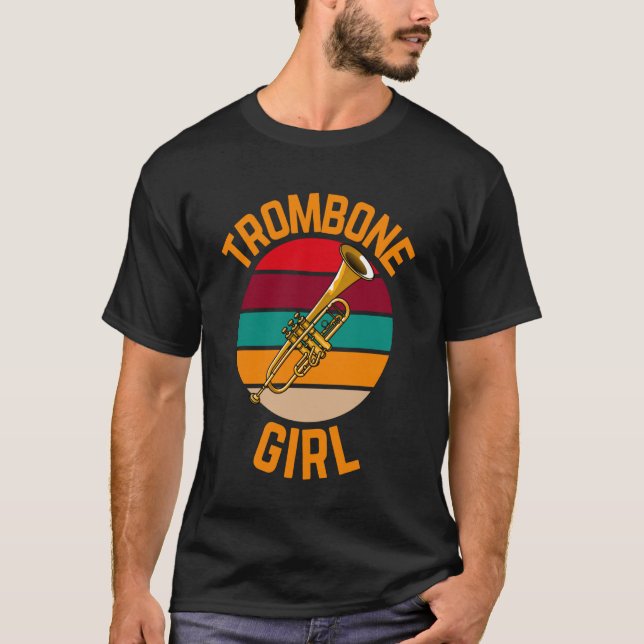Trombonflicka, Rolig Trombon T Shirt (Framsida)