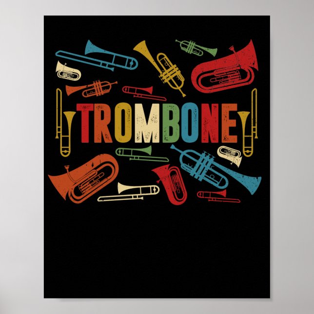 Trombonist för vintage Retro Trombone Players Poster (Framsidan)