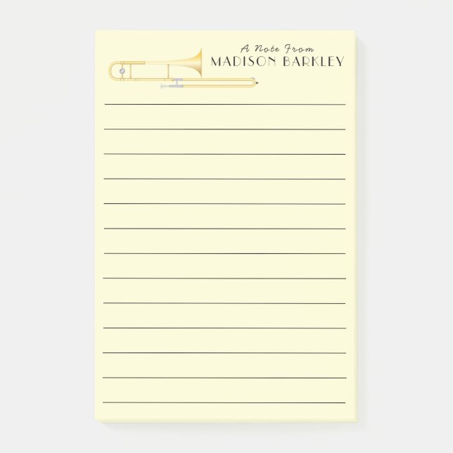 Trombonist Musiklärare Anteckningar Post-it Block (Framsida)