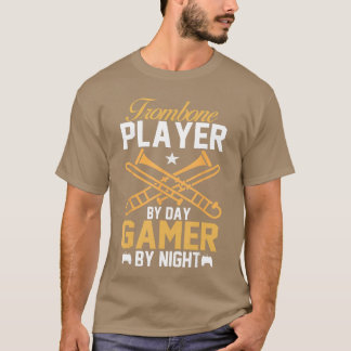 Trombonist på dag Gamer på natt Bandrombone T Shirt