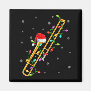 Trombonmusik älskare Xmas-ljus Santa Trombon Jul Magnet
